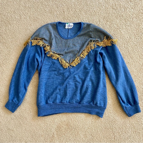 beautiful vintage blue and gold 80s marching band sweater - Picture 1 of 3